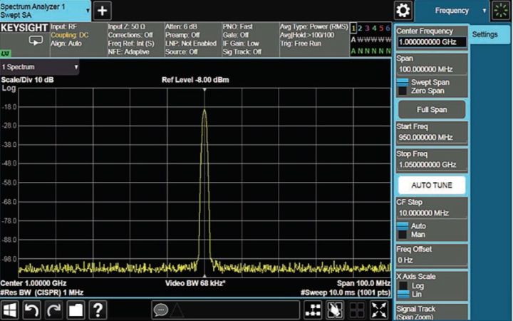 图 2-18. 1001 个迹线点（信号收集单元）中的每个点都覆盖了 100 kHz 的频率扫宽和 0.01 ms 的时间扫宽.jpg